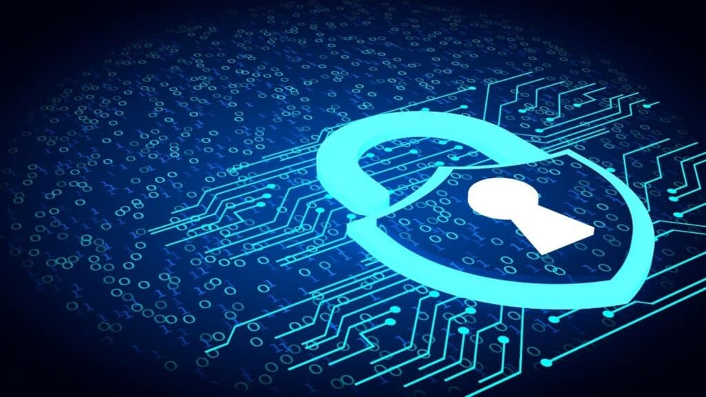 Digital security lock representing protected temporary network infrastructure