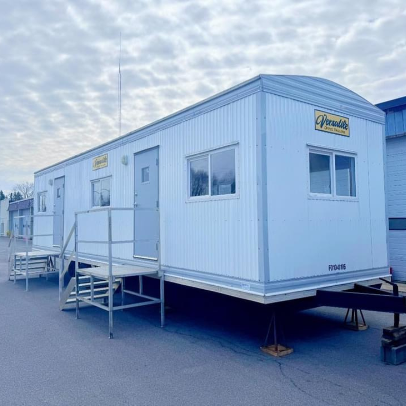 Temporary construction office trailer ready for a connected project team